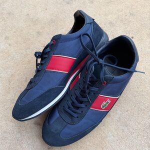Lacoste Men's Blue and Red Sneakers